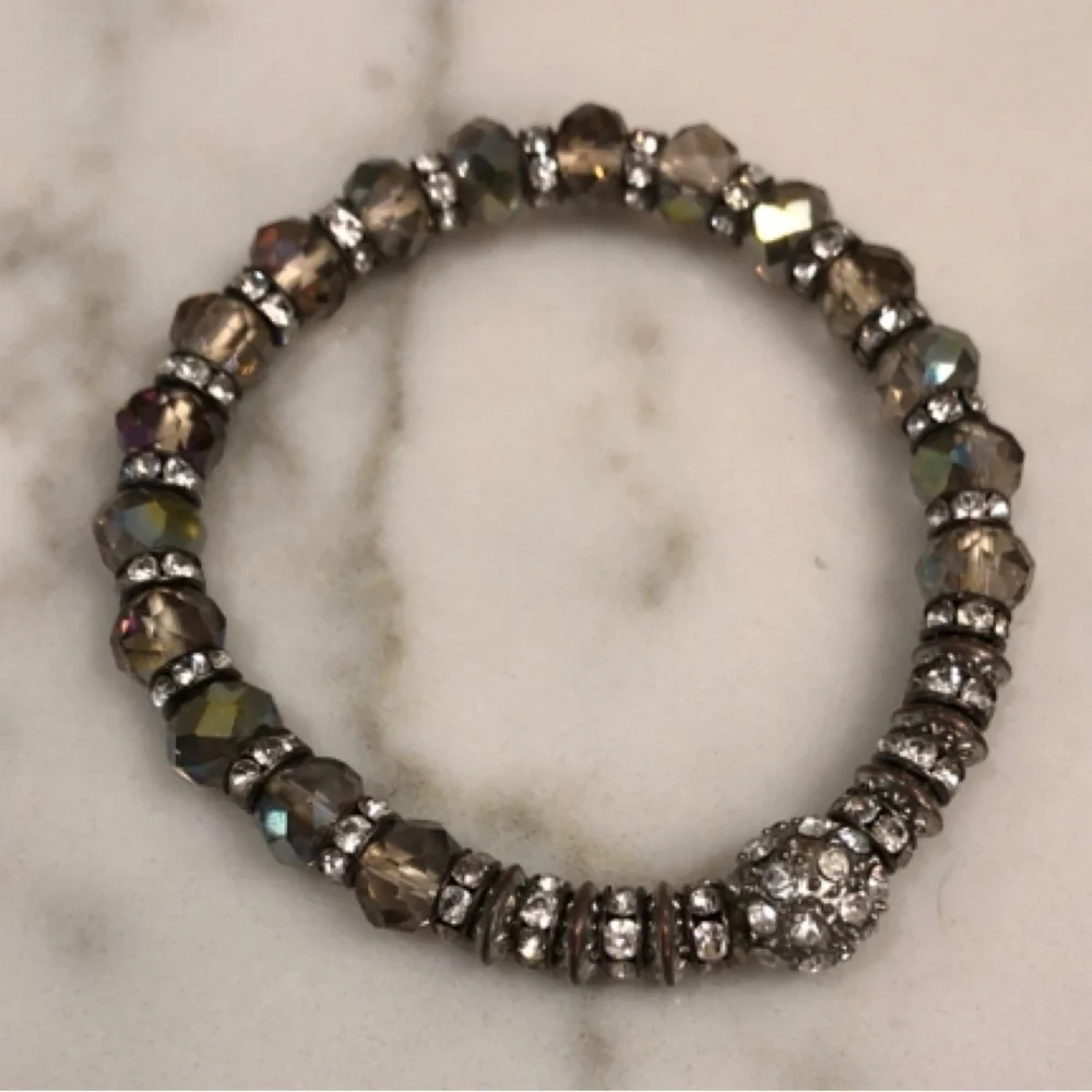 ☀️🔥Boutique - Smoky Faceted Beaded Stretch Bracelet - OS